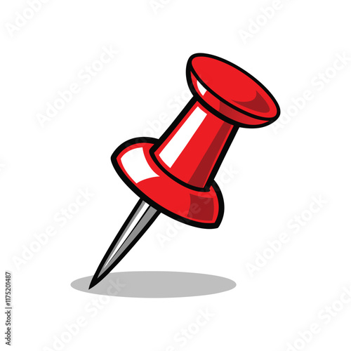 illustration-of-a-red-thumbtack-on-white-backgroun.eps