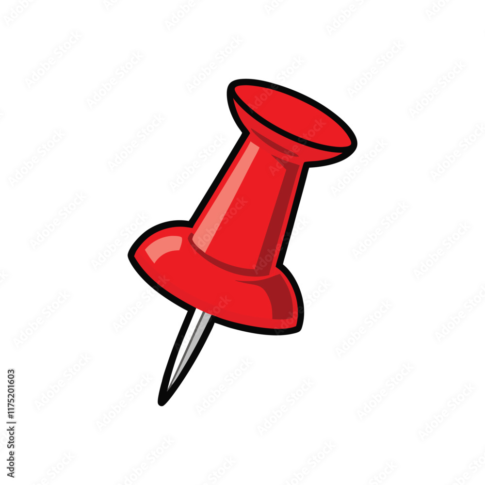 illustration-of-a-red-thumbtack-on-white-backgroun.eps