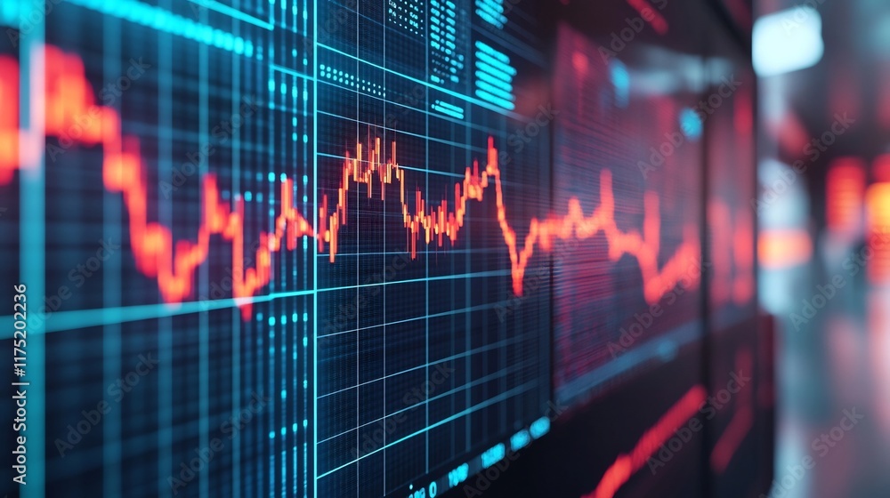Futuristic 3D Market Graph Rising Beyond Desktop Screen with Glowing Line Chart Futuristic 3D Market Graph Rising Beyond Desktop Screen with Glowing Line Chart