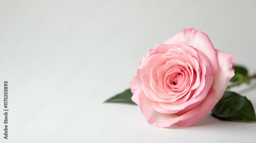 Fototapeta premium A Stunning Pink Rose in Full Bloom Against a Pristine White Background