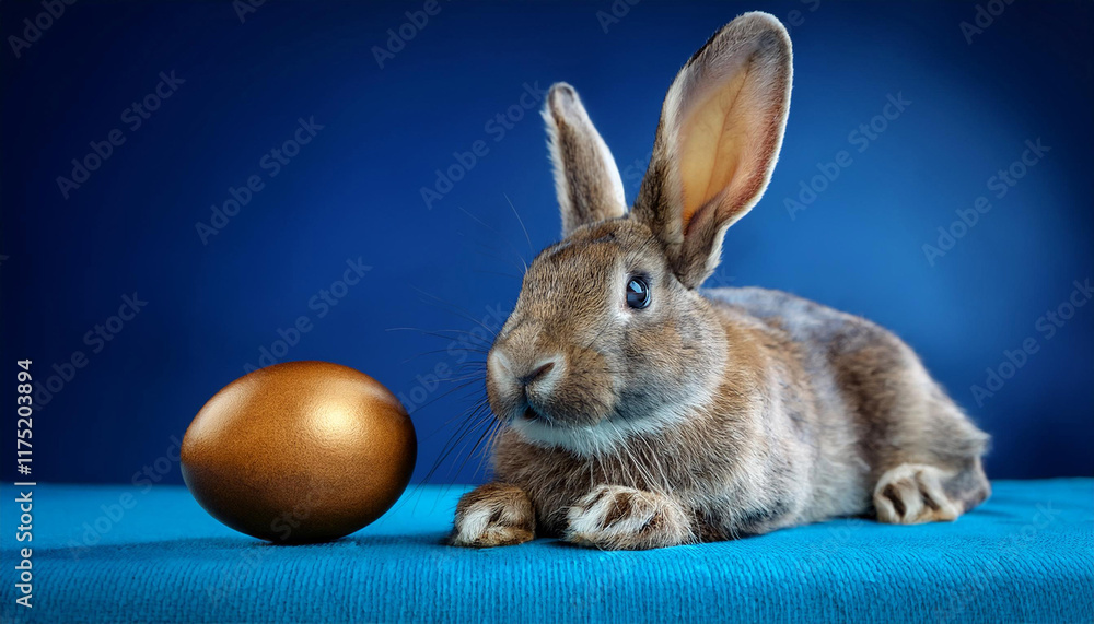 Obraz premium easter bunny with egg on blue heritage