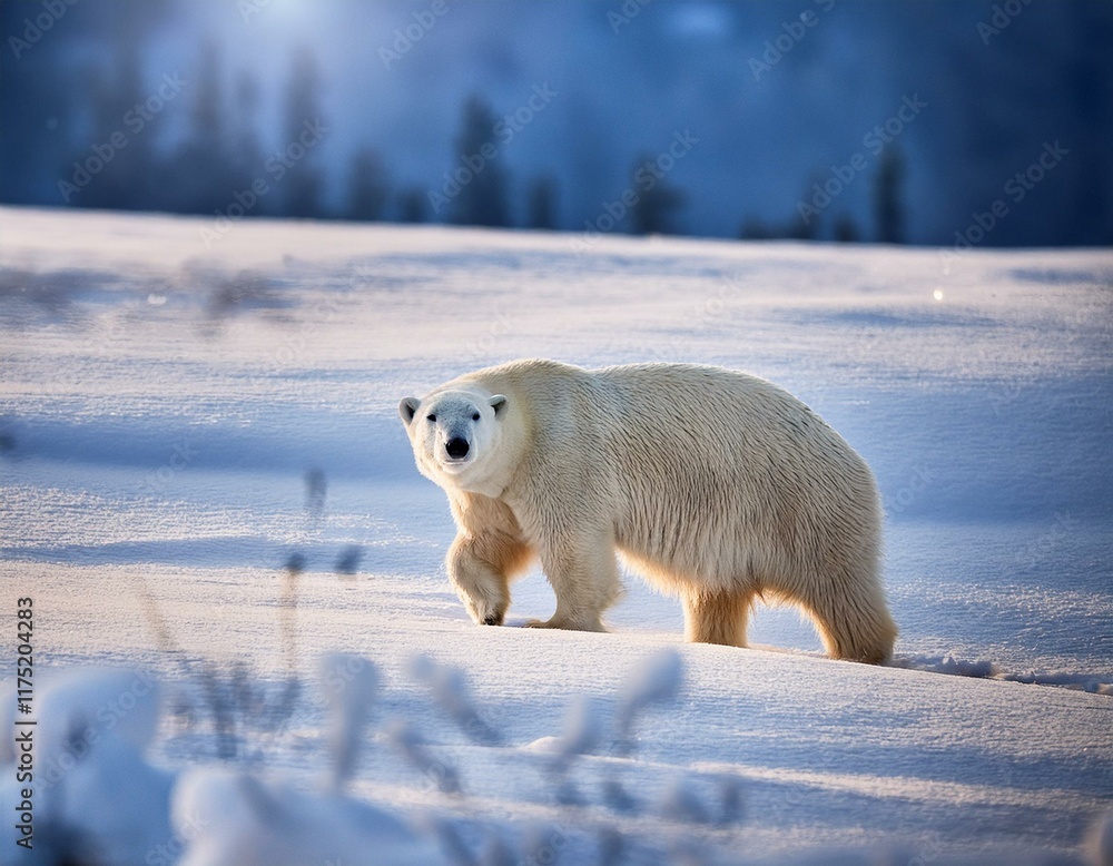 Obraz premium Eisbär blickt über die frostige Winterlandschaft