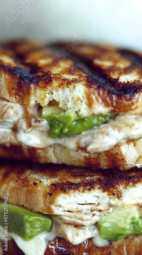 Wallpaper Mural Delicious grilled sandwich with chicken and green peppers served hot Torontodigital.ca