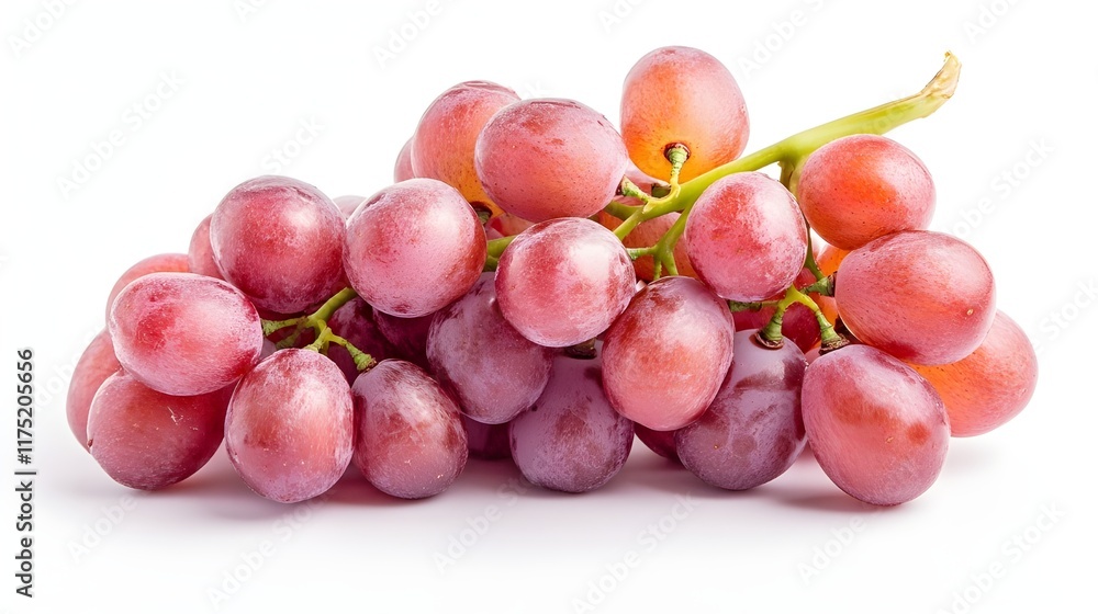 Fresh red grapes, cluster of grapes, vibrant colors, glossy skin, photorealistic, macro photography, white background, natural lighting, food photography, juicy fruit, organic produce, vineyard harves Fresh red grapes, cluster of grapes, vibrant colors, glossy skin, photorealistic, macro photography, white background, natural lighting, food photography, juicy fruit, organic produce, vineyard harves