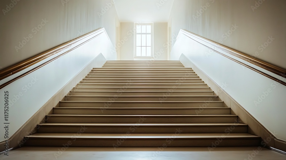 Fototapeta premium Elegant Interior Staircase Ascending Towards Light