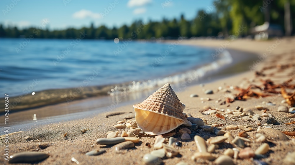 Landscape with shell on tropical beach. Landscape with shell on tropical beach.