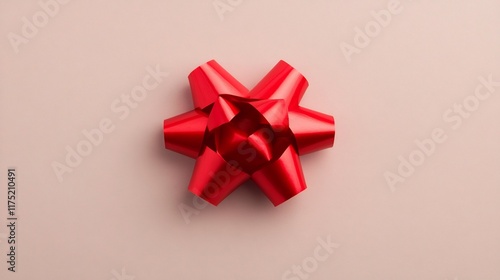Perfectly Tied Red Gift Bow on Clean Surface for Holiday