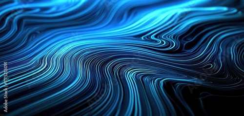 Abstract blue lines create a mesmerizing fluid wave pattern, perfect for backgrounds or digital art projects.