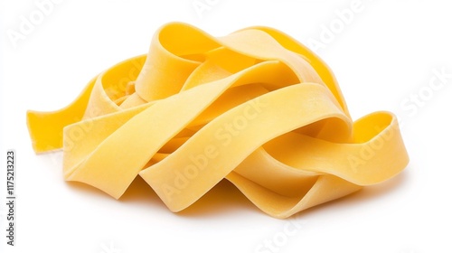 Ribbon-Shaped Italian Pasta Isolated on White Background for Food Photography photo