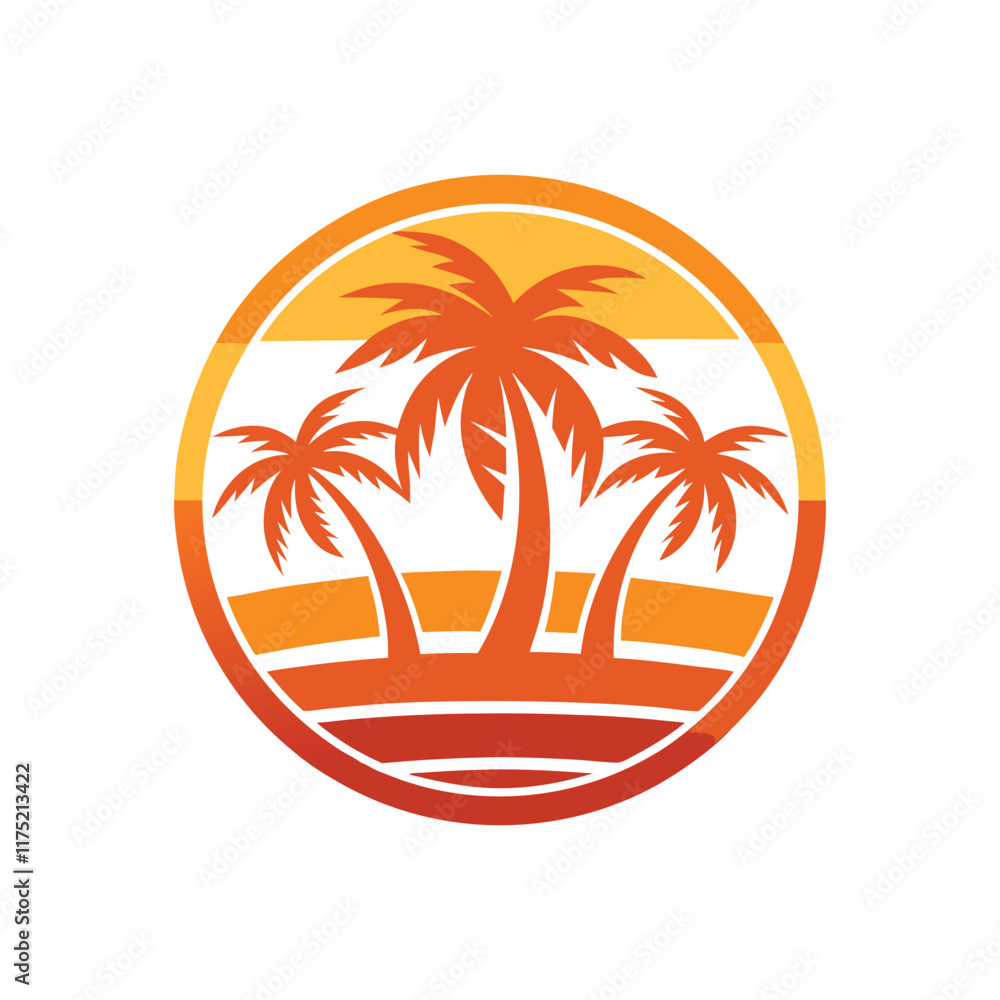 Obraz premium orange-color-summer-palm-trees-logo.eps