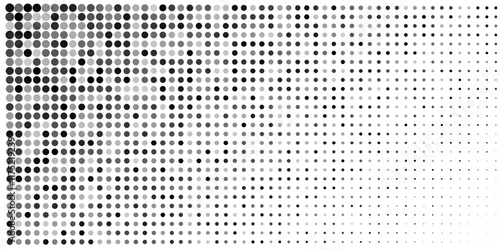 Polka dot pattern. Half tone subtle blob texture. Geometric pixel grid gradient. Tech point square design. Comic seamless disperse grange mosaic. Circle degrade graphic effect, fluid screen fade shape