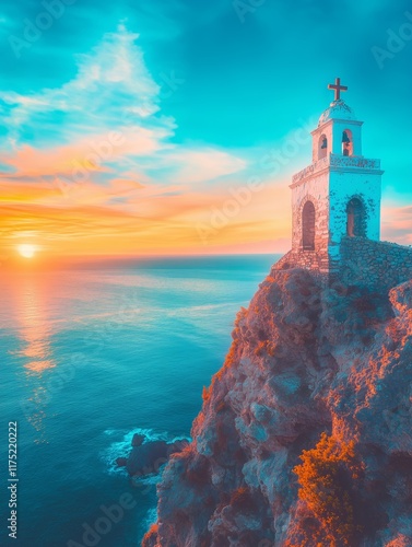orthodox church in the sunset