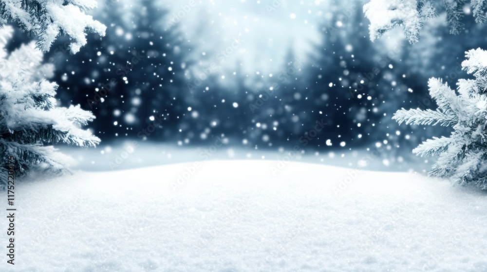 custom made wallpaper toronto digitalA serene winter landscape featuring falling snow and frosty trees, perfect for seasonal themes and holidays.