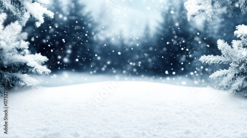 Wallpaper Mural A serene winter landscape featuring falling snow and frosty trees, perfect for seasonal themes and holidays. Torontodigital.ca