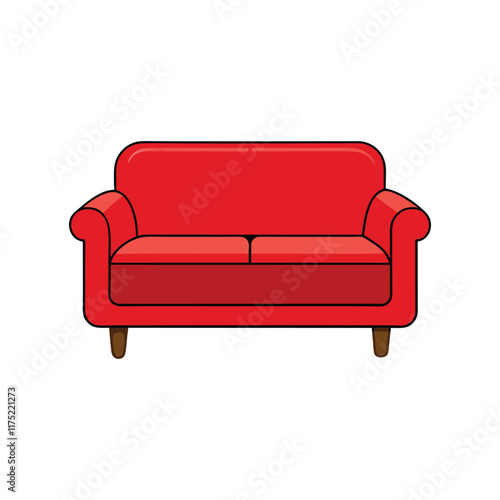 red sofa illustration vector.eps