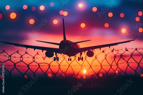 airplane flying over the sunset
