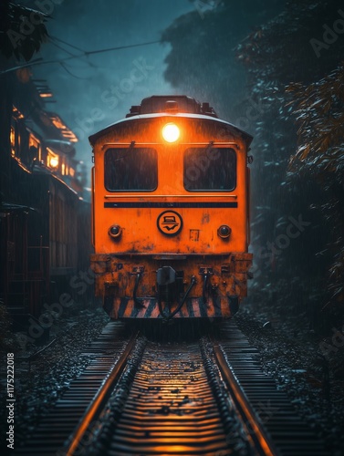 old steam locomotive in the night