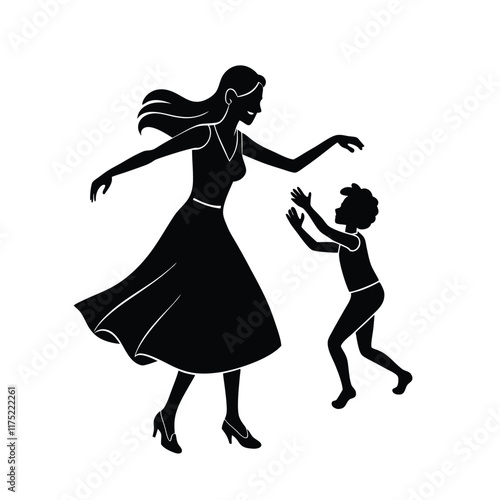 mother dancing with child.