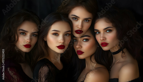 A group of women posing for a photo, radiating beauty and confidence. AI Generated