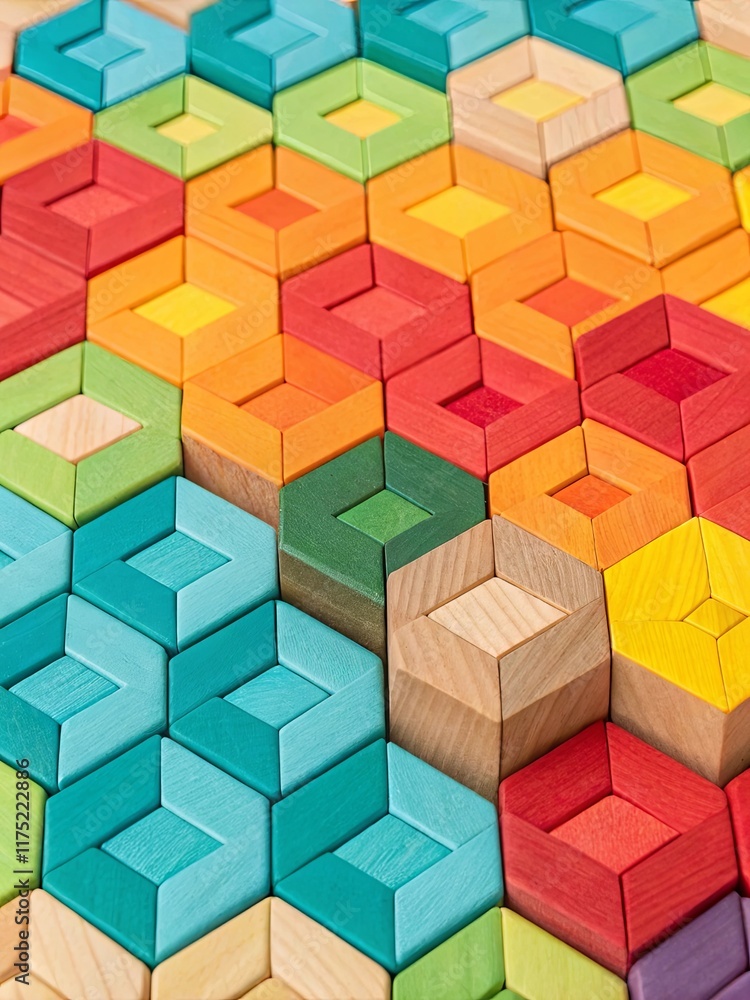 Obraz premium A colorful jigsaw puzzle made of wood pieces