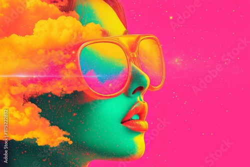 abstract illustration of a woman with colorful and bold colors