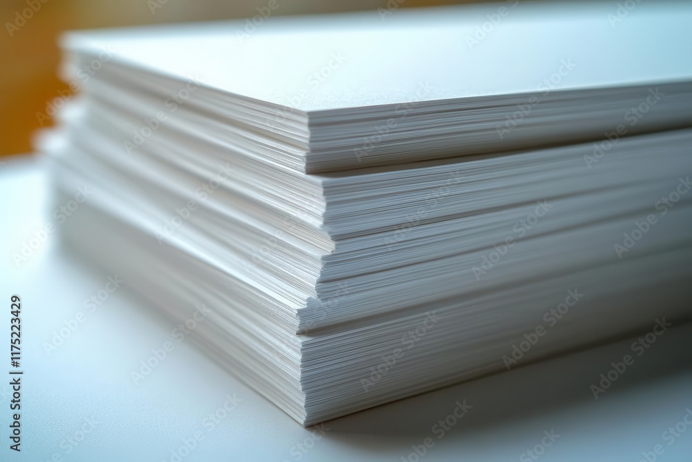 a stack of blank white paper sheets neatly arranged set against a bright white background emphasizing simplicity and cleanliness for artistic or organizational purposes a stack of blank white paper sheets neatly arranged set against a bright white background emphasizing simplicity and cleanliness for artistic or organizational purposes