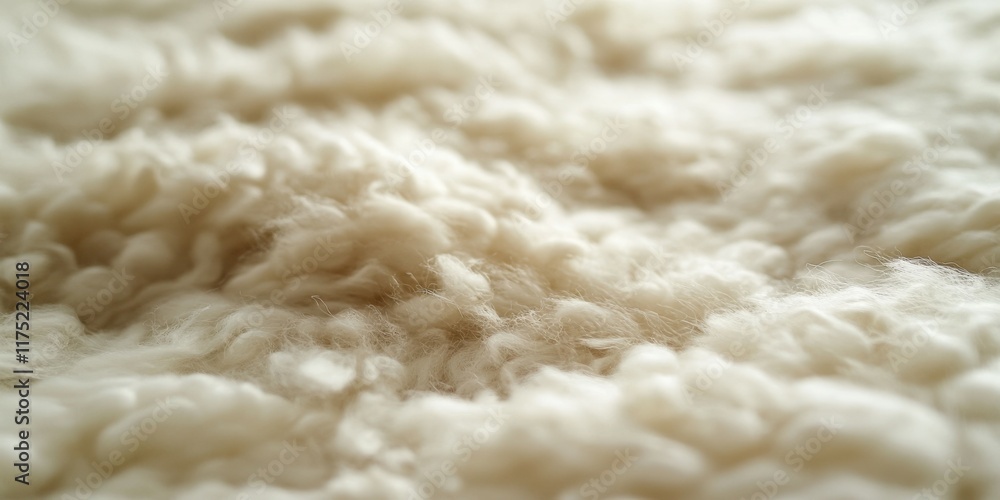 Soft wool fibers densely arranged on a textured surface for textile use