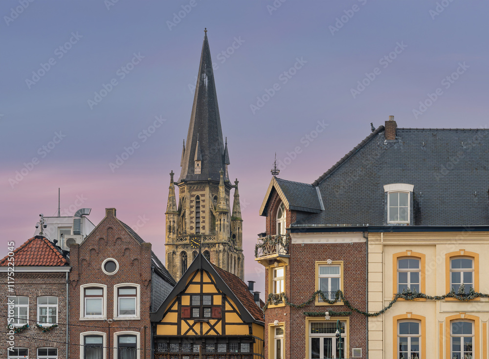 Skyline of Sittard, Province Limburg, The Netherlands, seen from the market square Skyline of Sittard, Province Limburg, The Netherlands, seen from the market square