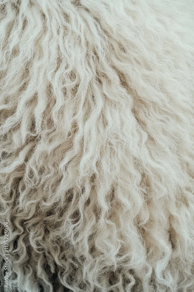 Textured wool with natural curls and fibers in soft white tones Textured wool with natural curls and fibers in soft white tones