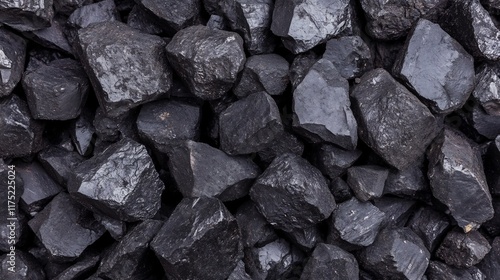 Wallpaper Mural Scattered Chunks of Black Coal or Mineral Stones on a Monochromatic Surface Torontodigital.ca