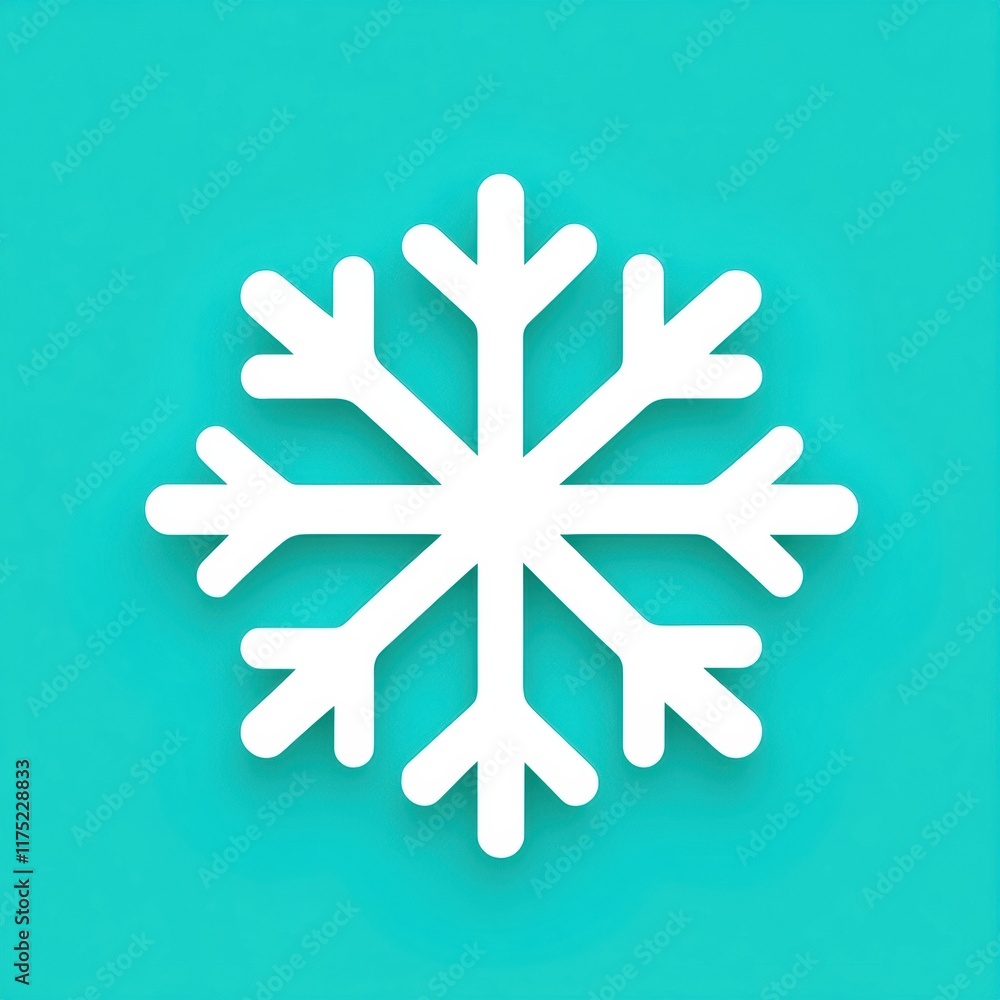 Stylized snowflake design on a bright teal background, perfect for winter themes and seasonal decorations. Stylized snowflake design on a bright teal background, perfect for winter themes and seasonal decorations.