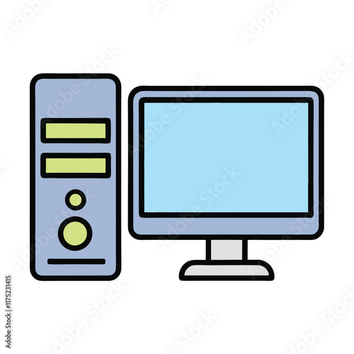 Minimalist Desktop Computer Vector Design. photo