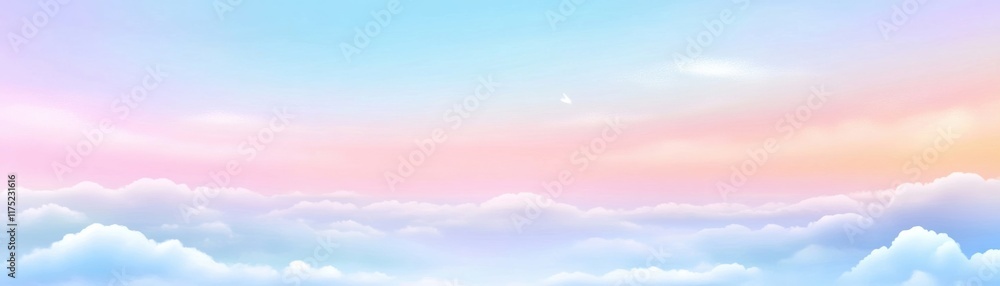 Obraz premium A serene sky filled with pastel clouds and soft hues, evoking tranquility and beauty in nature's canvas.