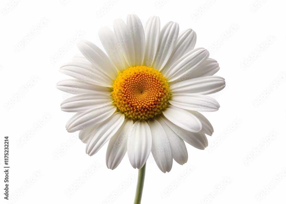 Naklejka premium Single White Daisy Flower Isolated on White Background - Perfect for Minimalist Designs & Floral Decorations