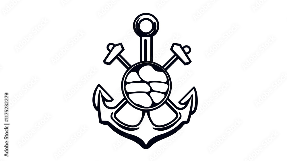 Marine themed logo icon symbol emblem on white background, Generative AI Marine themed logo icon symbol emblem on white background, Generative AI