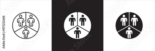 Cooperation participation icon set. Icons that have meaning of participation, relation, community, management, partner, social, interaction, communication. Vector icon design in thin line flat design.
