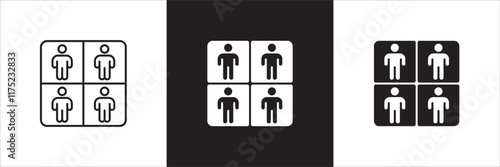 Cooperation participation icon set. Icons that have meaning of participation, relation, community, management, partner, social, interaction, communication. Vector icon design in thin line flat design.