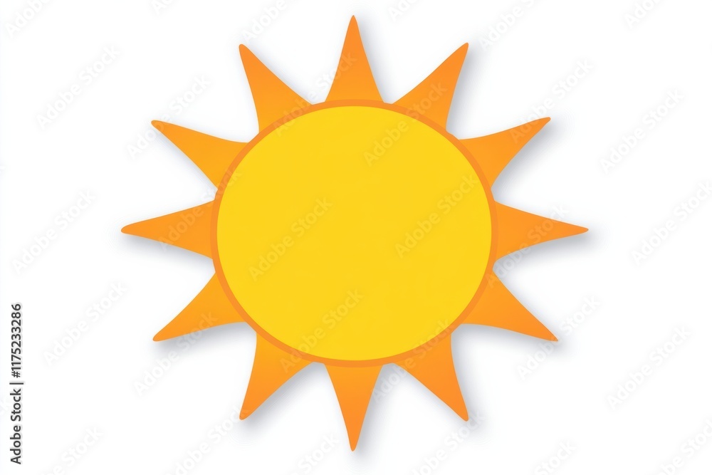 Bright and cheerful sun icon with bold rays, perfect for summer-themed designs and illustrations. Bright and cheerful sun icon with bold rays, perfect for summer-themed designs and illustrations.
