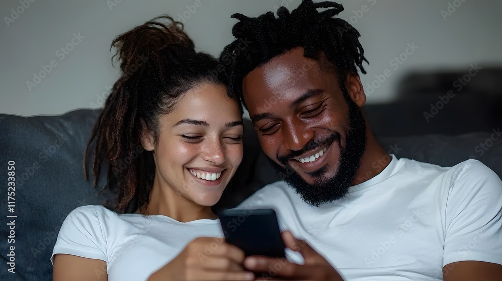 Romantic Couple Relaxing on a Cozy Couch in a Modern Living Room Romantic Couple Relaxing on a Cozy Couch in a Modern Living Room