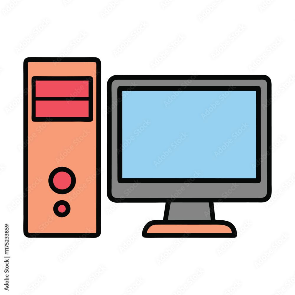 Minimalist Desktop Computer Vector Design. Minimalist Desktop Computer Vector Design.