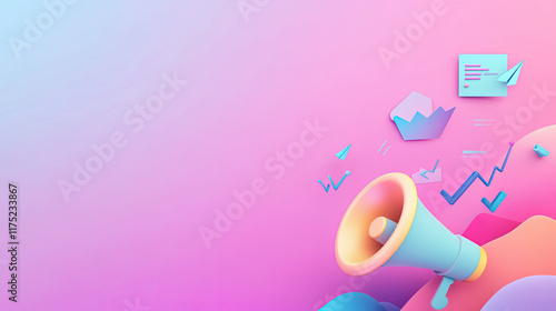 Vibrant Background with Megaphone and Graphical Elements for Marketing