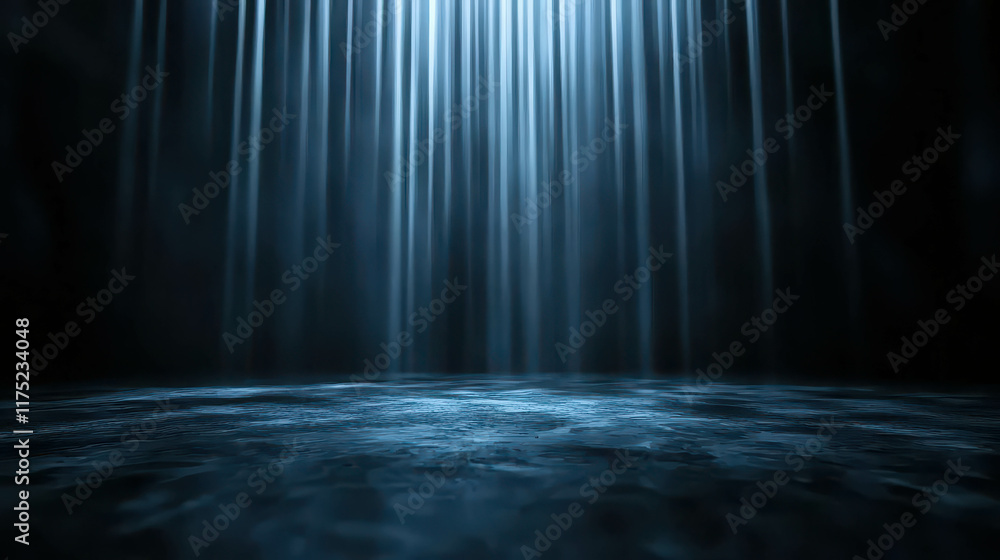 Obraz premium Delicate Glowing Threads of Light Weaving Through Soft Misty Waterfall Scene