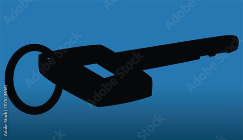 Cute cartoon hand drawn vector bike or car key icon silhouette.