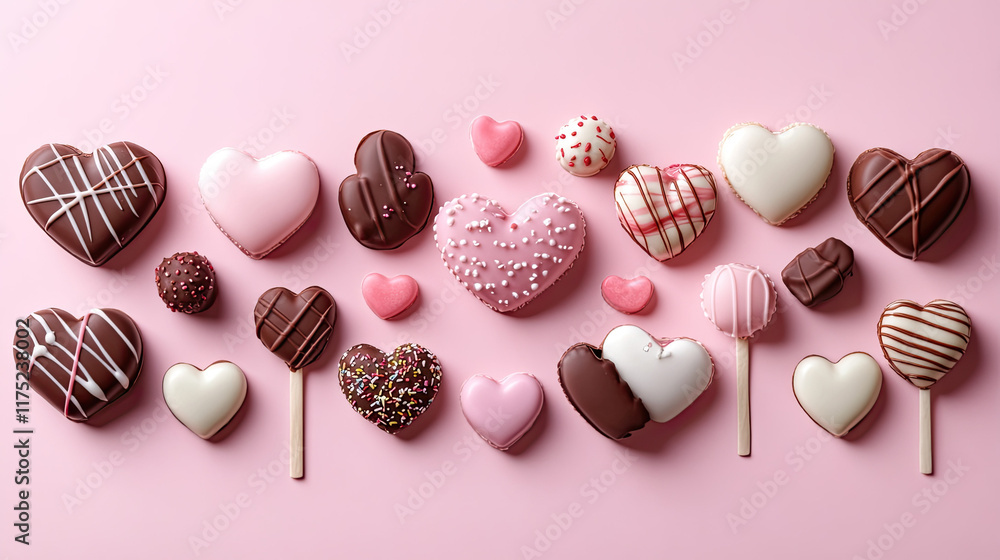 Obraz premium Delicious Assortment of Heart-Shaped Chocolates and Treats
