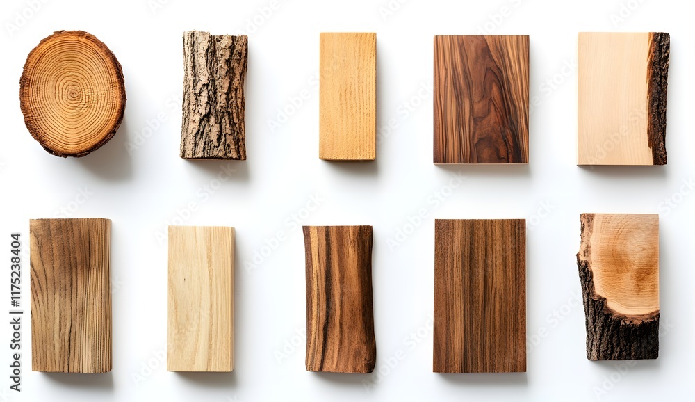 Set of different pieces of beautiful wooden planks isolated on a white background. Set of different pieces of beautiful wooden planks isolated on a white background.