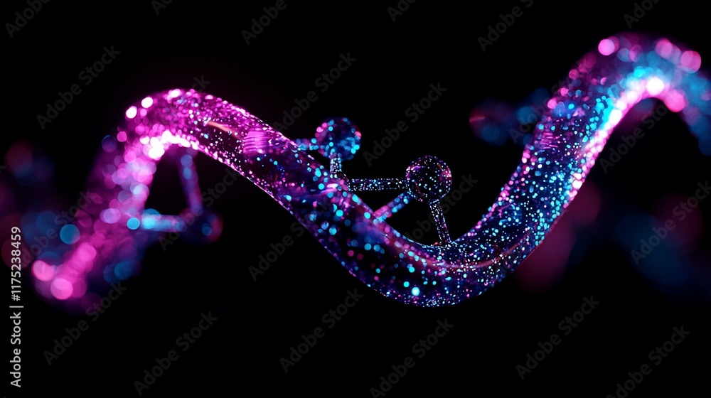 Abstract DNA double helix glowing in vibrant pink and blue. Abstract DNA double helix glowing in vibrant pink and blue.