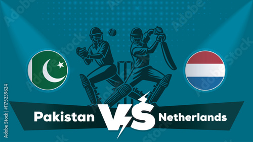 Pakistan VS Netherlands , Netherlands Vs Pakistan Cricket match concept with creative illustration.eps