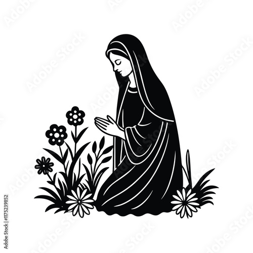 virgin mary kneeling.eps