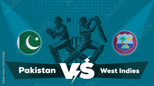 Pakistan VS West Indies Match , West Indies Vs Pakistan Cricket match concept with creative illustration.eps