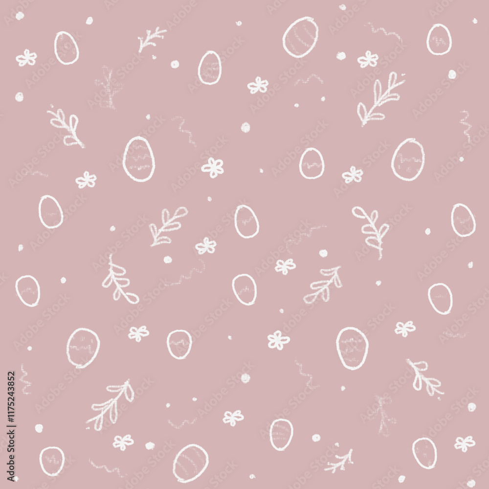 hand drawn easter seamless pattern with eggs, flower. easter card. easter background hand drawn easter seamless pattern with eggs, flower. easter card. easter background